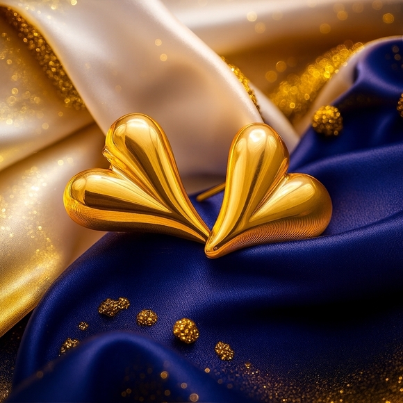 🆕️Radiant 18K Gold Plated Layered Necklace with Heart Pendant Stud Earrings Set - Picture 10 of 12